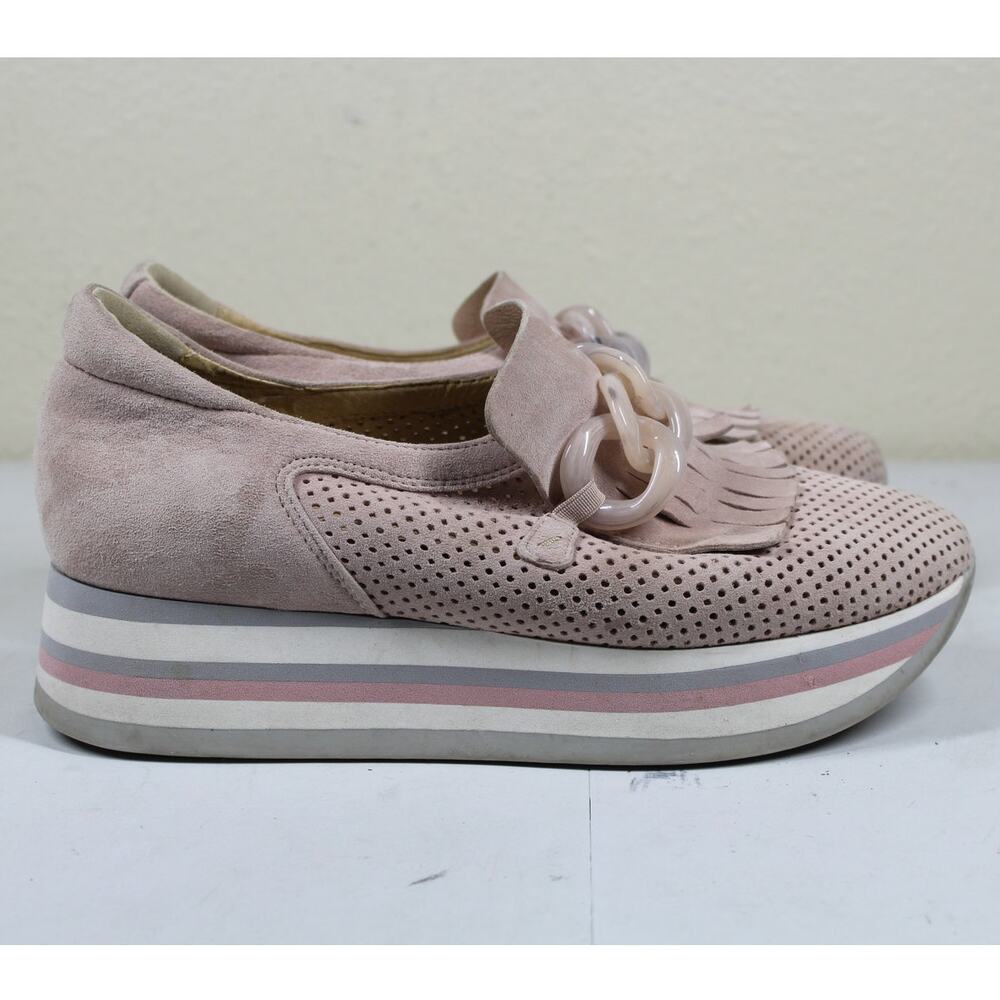 Softwaves Cadie platform loafers  light pink/taupe suede Womens 39